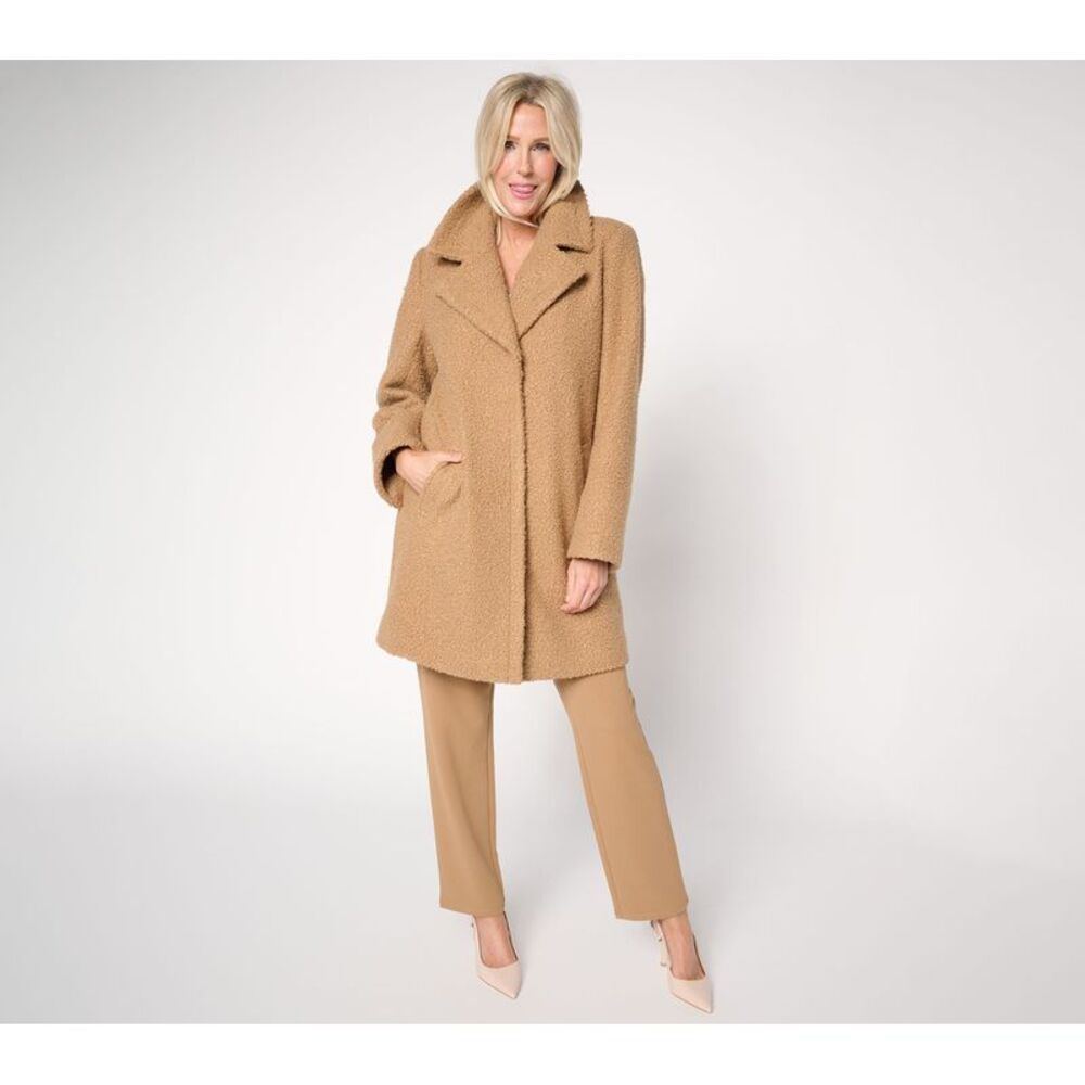 Dennis Basso Women's Jacket Sz XL Everyday Teddy Coat Snaps Brown A730860